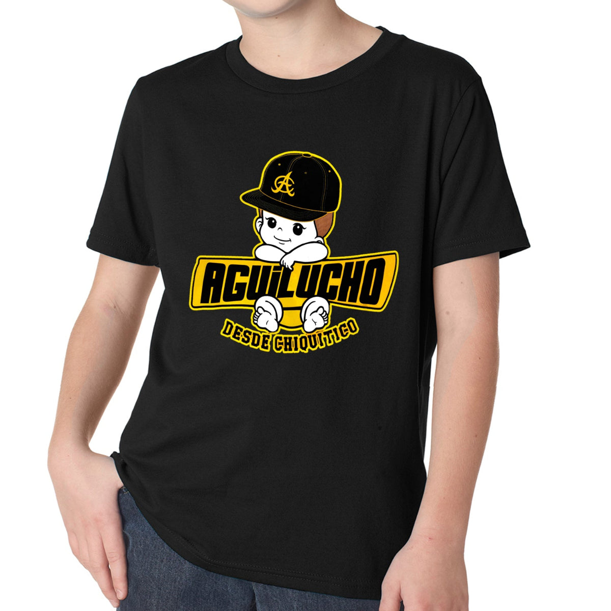 Youth Aguilucho desde chiquitico Black T-Shirt product image 1, provided for visual reference and product detail review