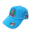 Vintage Adjustable Dominican Shield Neon Blue Hats product image 1, provided for visual reference and product detail review