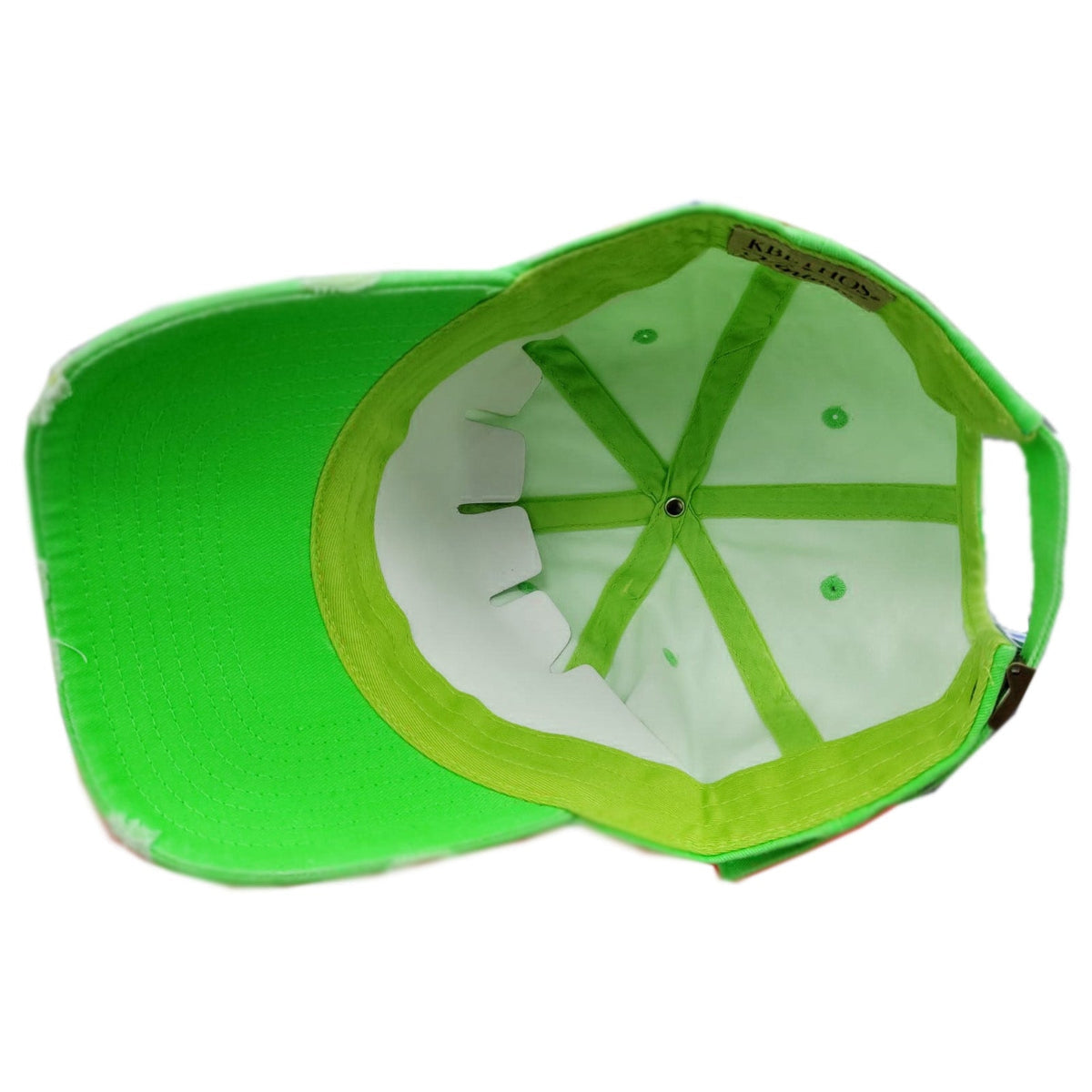 Vintage Adjustable Dominican Shield Neon Green Hat product image 2, provided for visual reference and product detail review