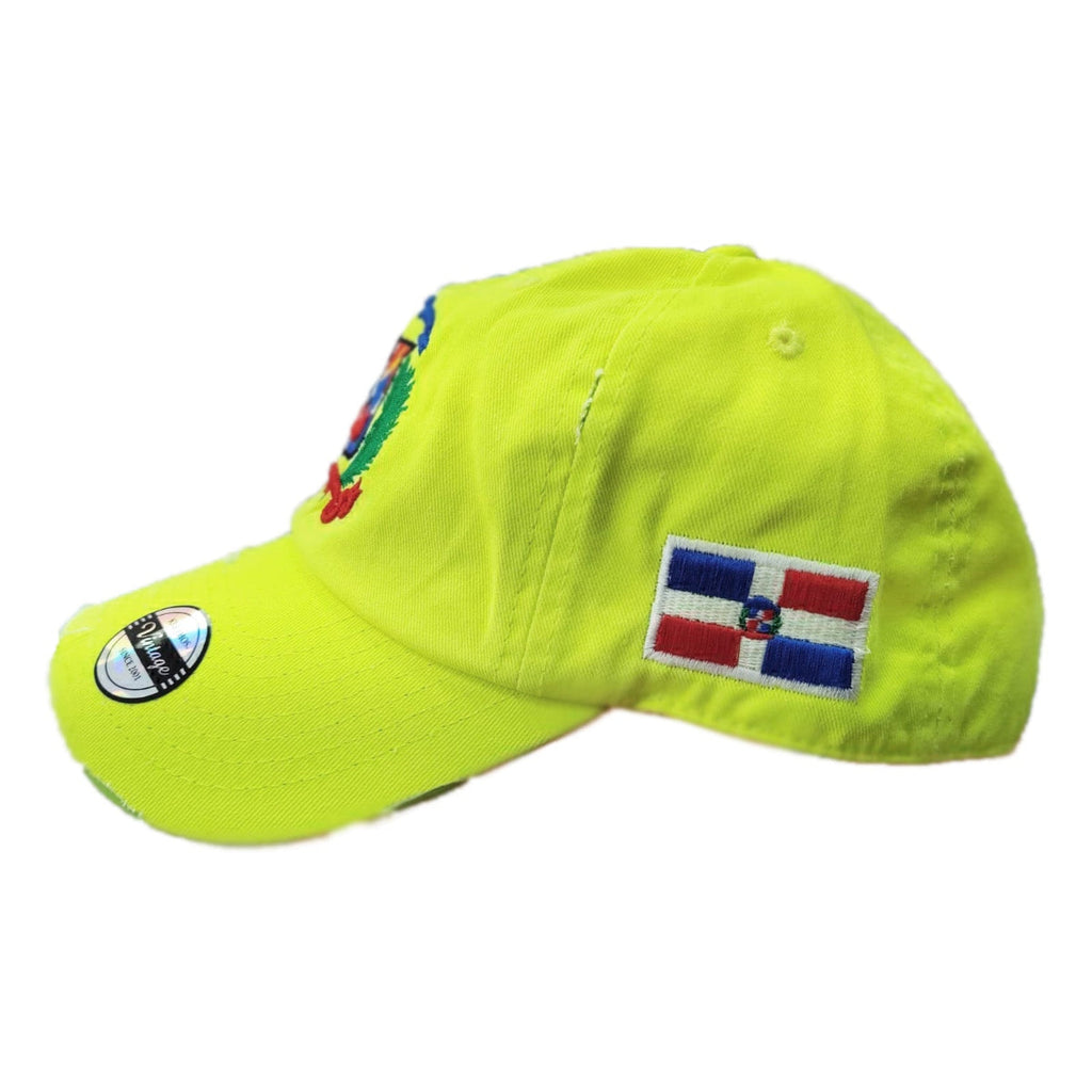 Vintage Adjustable Dominican Shield Neon Lime Hat product image 2, provided for visual reference and product detail review