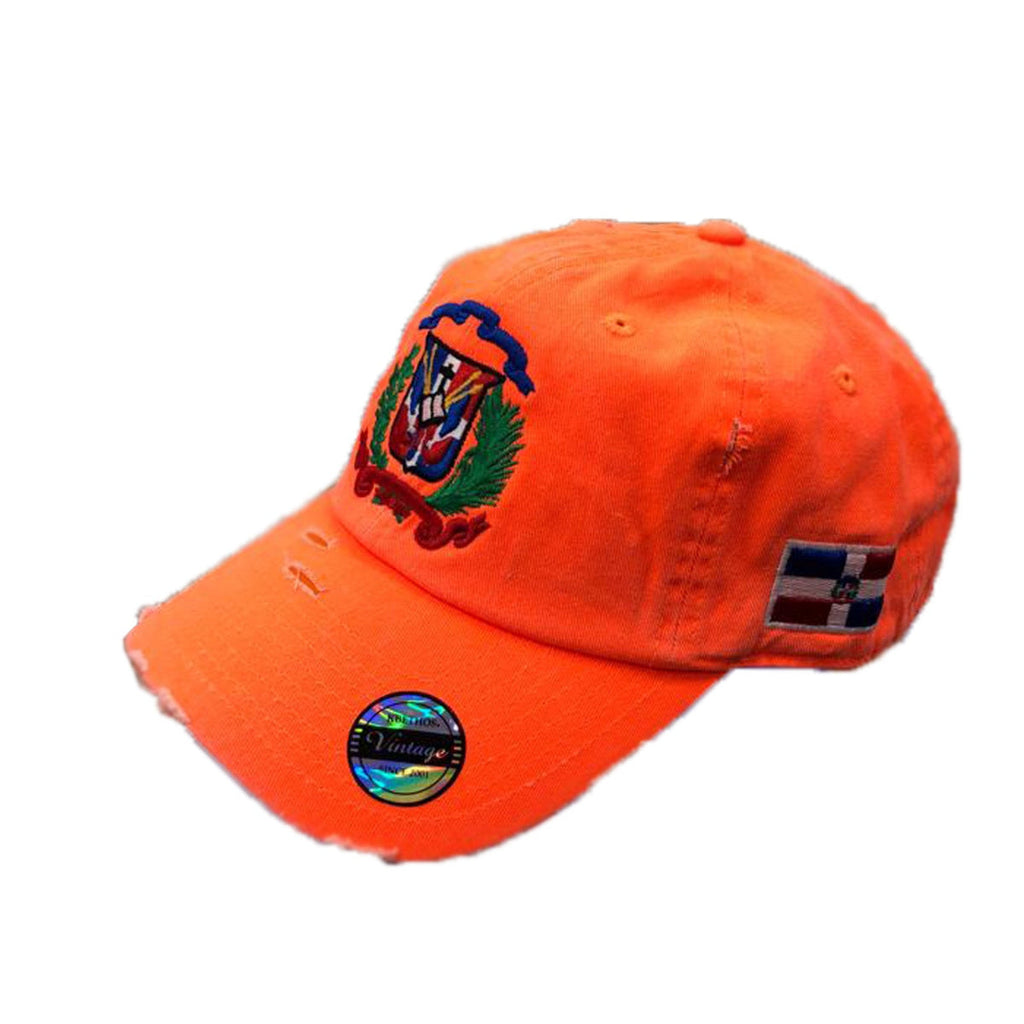 Vintage Adjustable Dominican Shield Neon Orange Hats product image 1, provided for visual reference and product detail review
