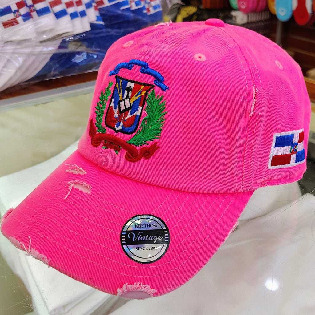 Vintage Adjustable Dominican Shield Neon Pink Hats product image 2, provided for visual reference and product detail review
