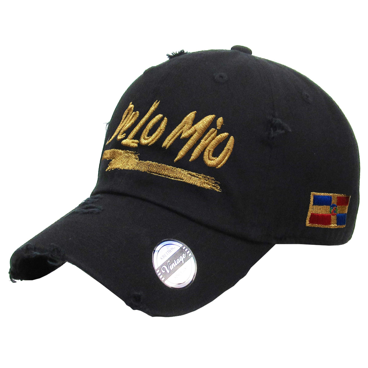 "De lo mio" embroidered logo Dominican Vintage Hat product image 4, provided for visual reference and product detail review