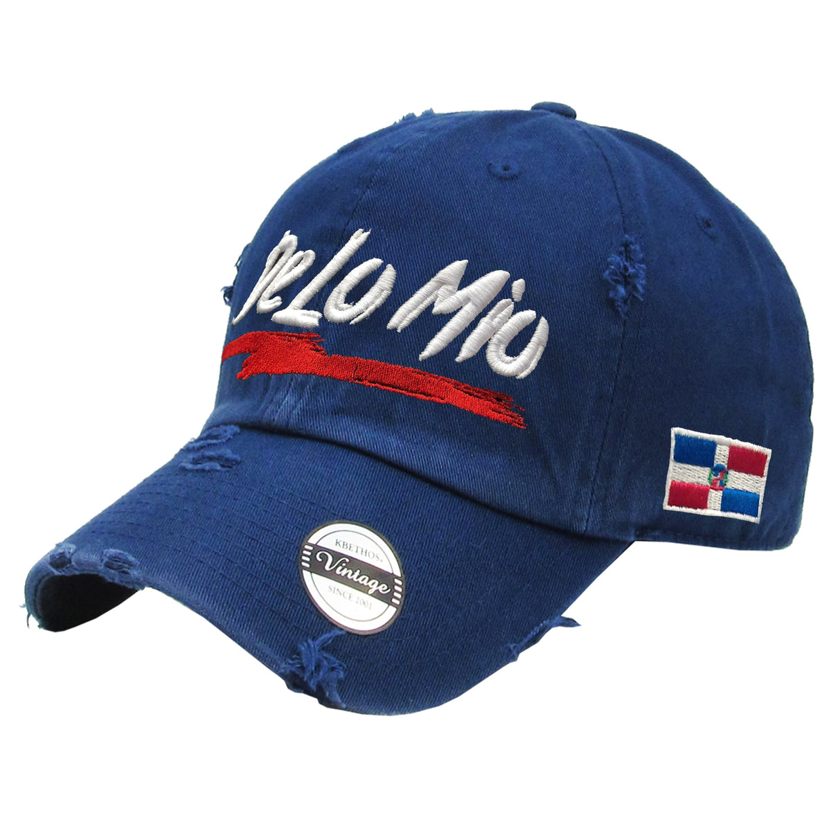 "De lo mio" embroidered logo Dominican Vintage Hat product image 3, provided for visual reference and product detail review