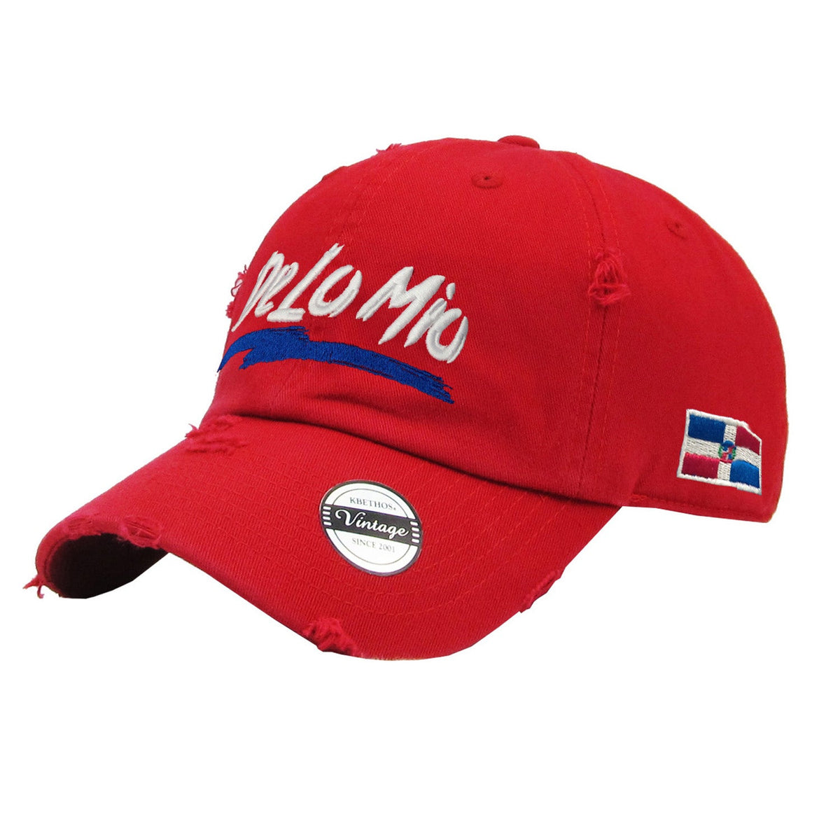 "De lo mio" embroidered logo Dominican Vintage Hat product image 1, provided for visual reference and product detail review