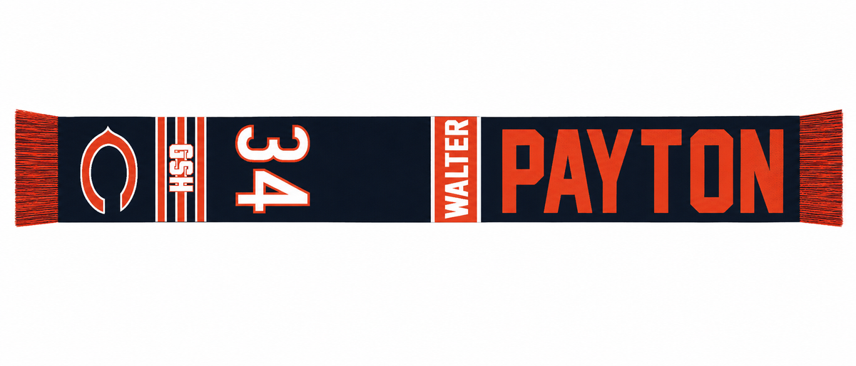 Chicago Bears Walter Payton #34 Retired Player Acrylic Scarf, Team Color-Forever Collectibles product image 2, provided for