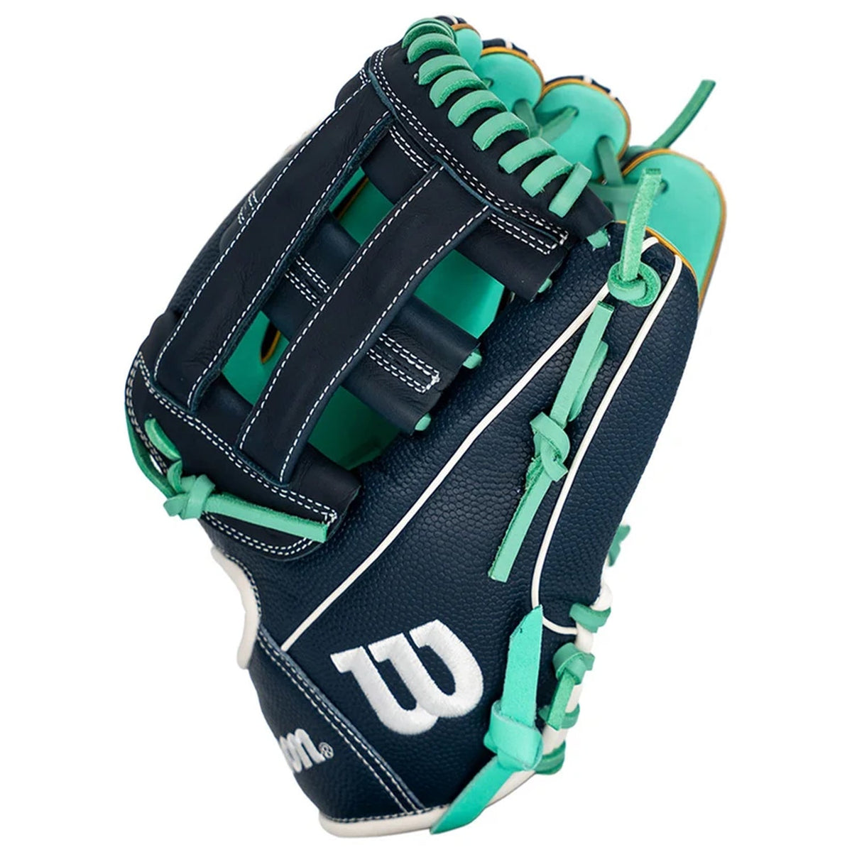 Wilson A1000 DW5 Liberty SMU 2 12-Inch Infield Baseball Glove | Dual Post Web | Navy/Mint product image 2, provided for
