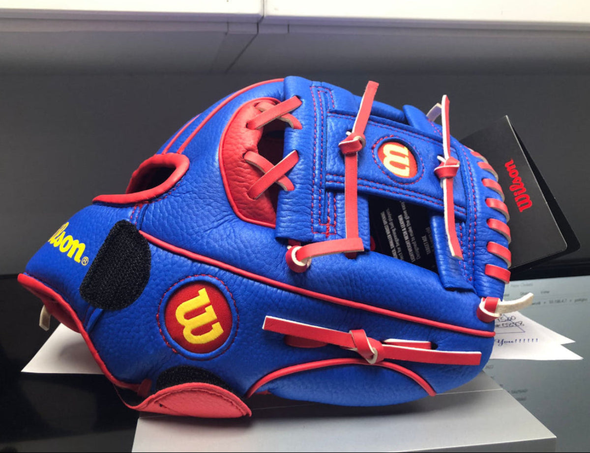 Wilson 2024 A200 EZ Catch 10 Inch Youth Baseball Glove - Royal/Red/Yellow product image 7, provided for visual reference and