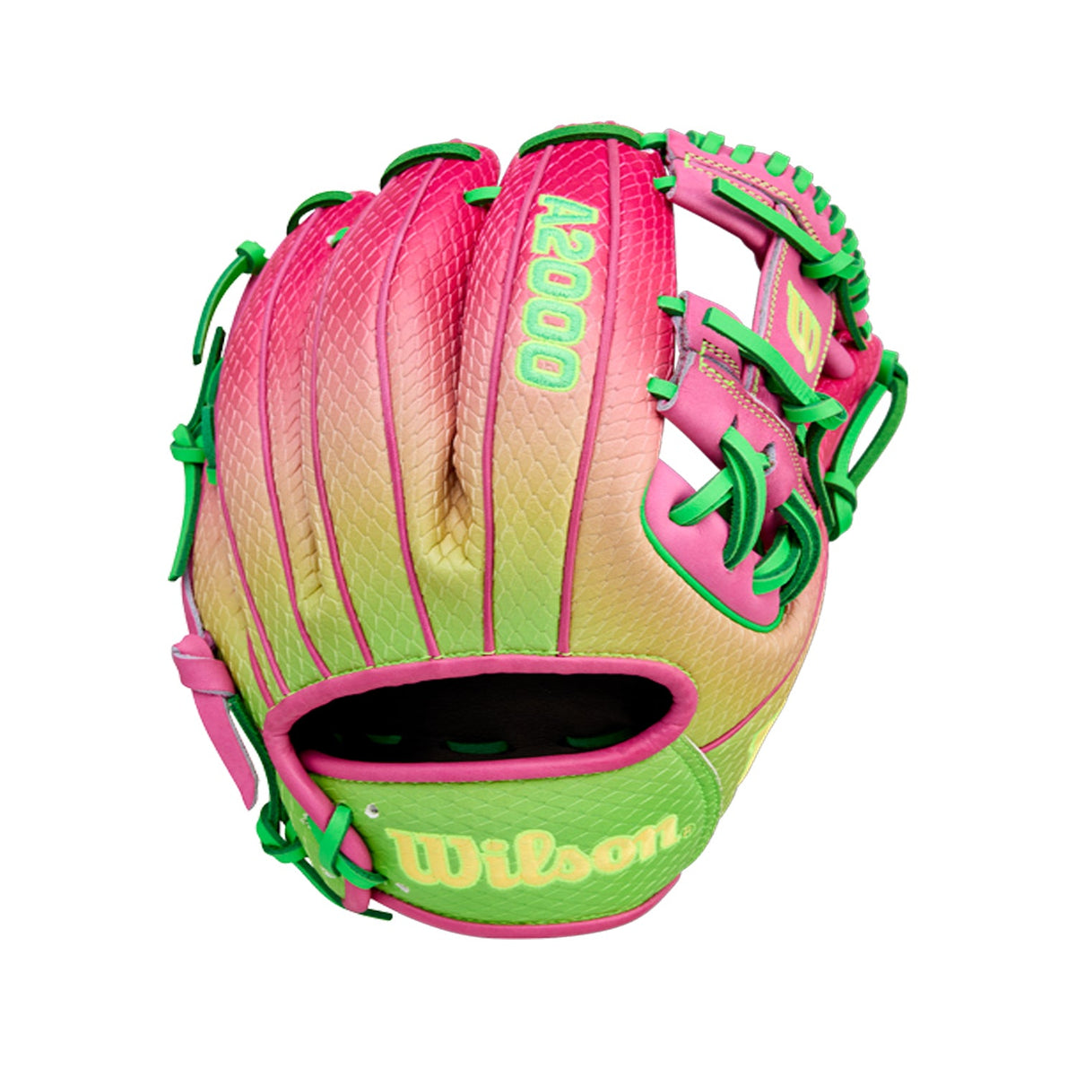 Wilson 2025 OMAHA A2000 1786 Cherry Limeade 11.5" Infield Glove product image 1, provided for visual reference and product