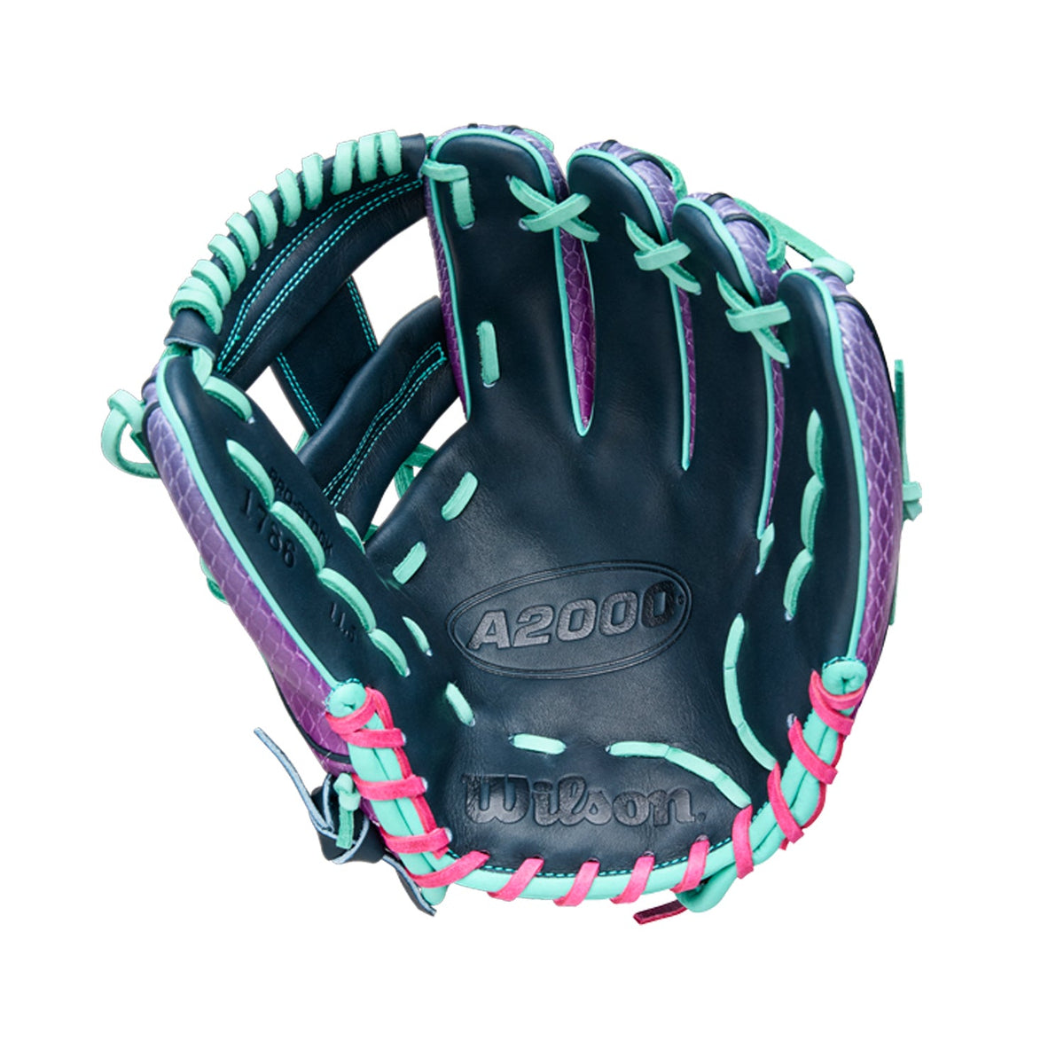 Wilson 2025 OMAHA A2000 1786 Grape Flamingo 11.5" Infield Glove product image 2, provided for visual reference and product