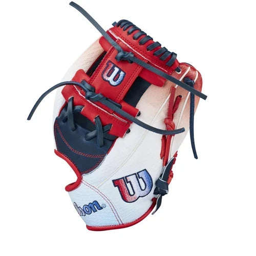 Wilson A1000 1787 Freebird 2.0 SMU 11.75-Inch Infield Baseball Glove | H-Web | Navy/Red/White product image 4, provided for