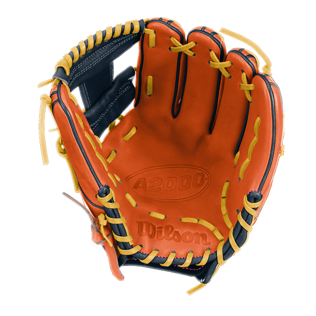 Wilson A2000 1786 11.5" Infield Baseball Glove - Orange/Navy/Yellow - Right Hand Thrower product image 2, provided for