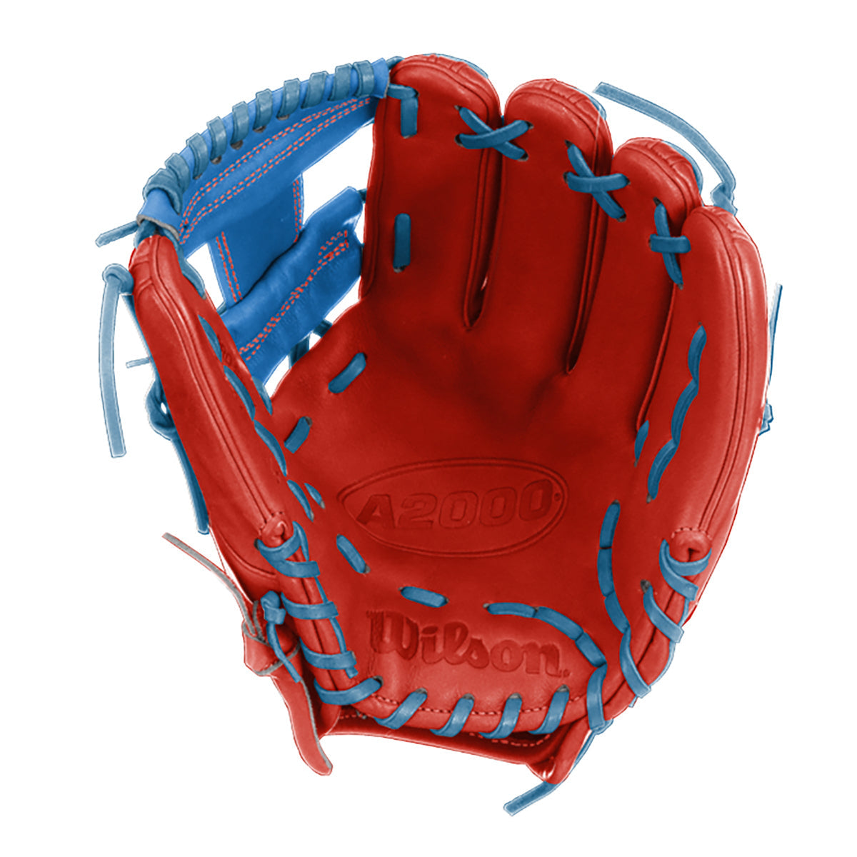 Wilson A2000 1786 11.5" Infield Baseball Glove - Red/SkyBlue - Right Hand Thrower product image 2, provided for visual