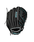 Youth - Wilson A500 Siren 12" Softball Glove Black / Teal product image 1, provided for visual reference and product detail