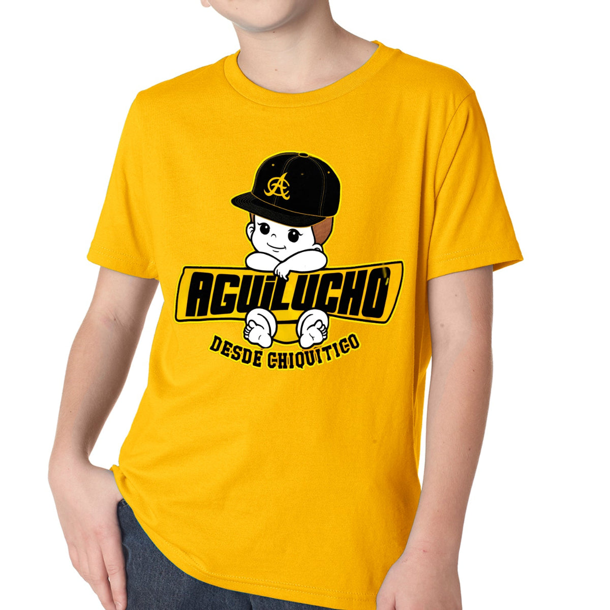 Youth Aguilucho desde chiquitico Yellow T-Shirt product image 1, provided for visual reference and product detail review