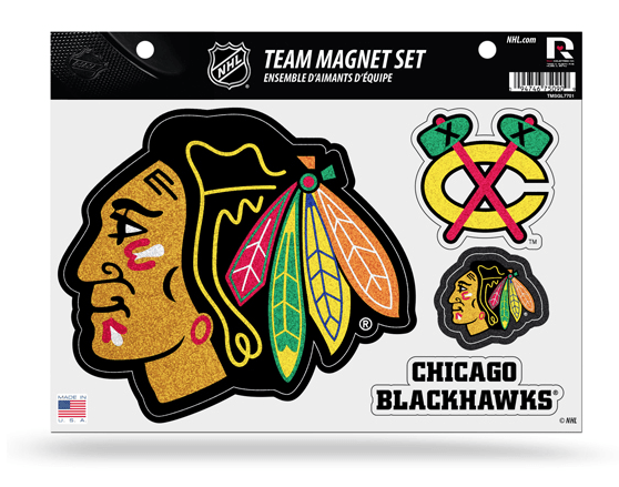BLACKHAWKS TEAM MAGNET SHEET-Glitter product image 1, provided for visual reference and product detail review