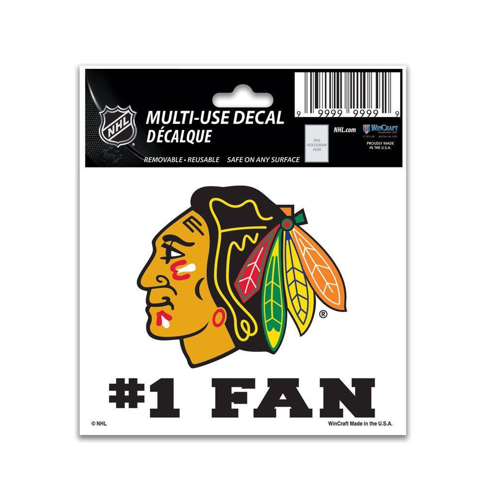 Chicago Blackhawks #1 Fan Multi-Use Decal 3" X 4" product image 1, provided for visual reference and product detail review