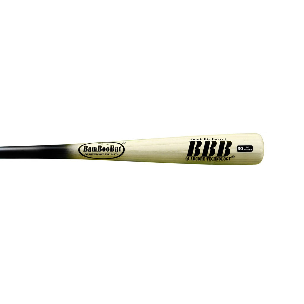 BamBooBat Youth Big Barrel Bamboo Baseball Bat -5 – 2 5/8" Barrel, Quadcore Technology | Black/Natural product image 2,