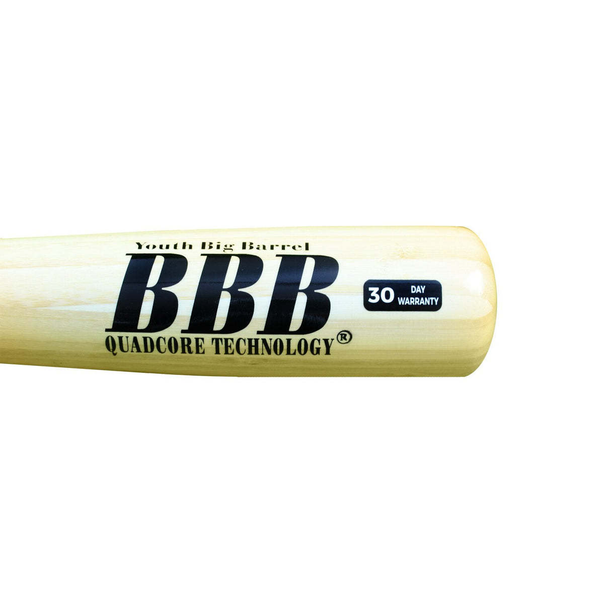 BamBooBat Youth Big Barrel Bamboo Baseball Bat -5 – 2 5/8" Barrel, Quadcore Technology | Black/Natural product image 3,