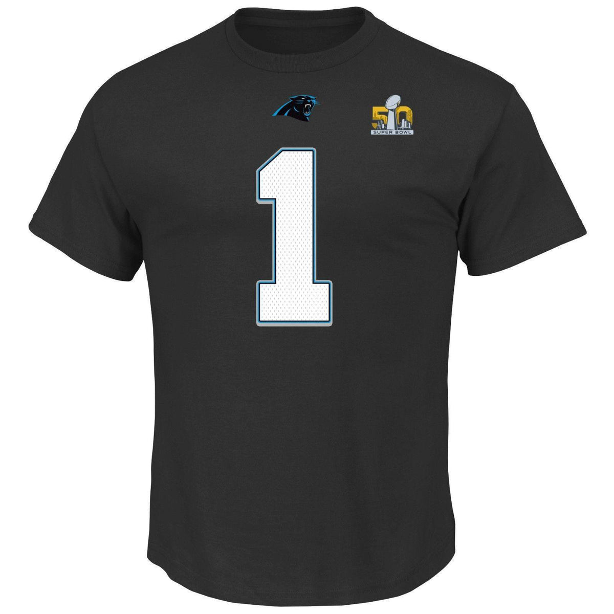 Carolina Panthers Cam Newton Eligible Receiver SB 50 Name and Number T-Shirt product image 1, provided for visual reference