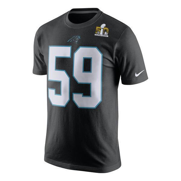 Carolina Panthers Mens Nike Luke Kuechly Name and Number SB50 T-Shirt product image 1, provided for visual reference and