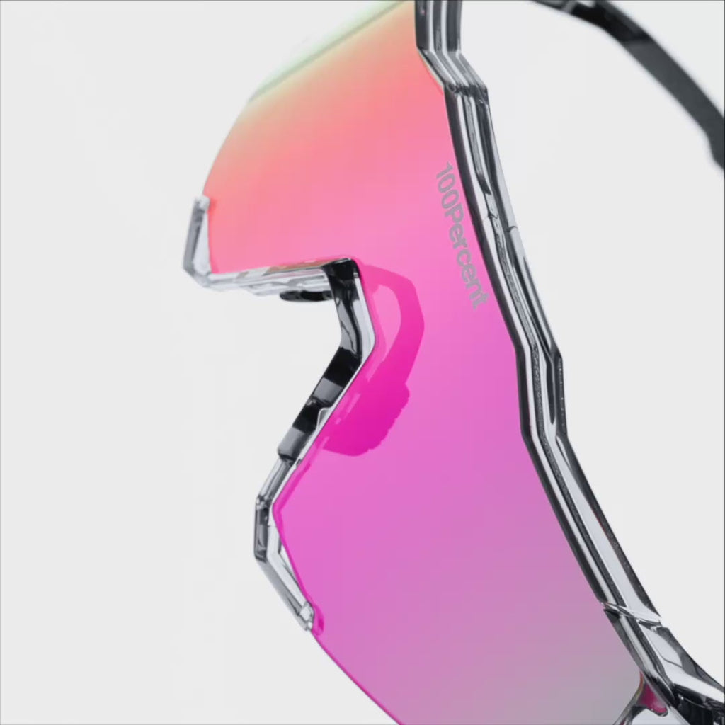 100% SPEEDCRAFT MLB Authentic Sunglasses – Polished Translucent Grey Frame with HiPER® Vital Pink Mirror Lens | Performance