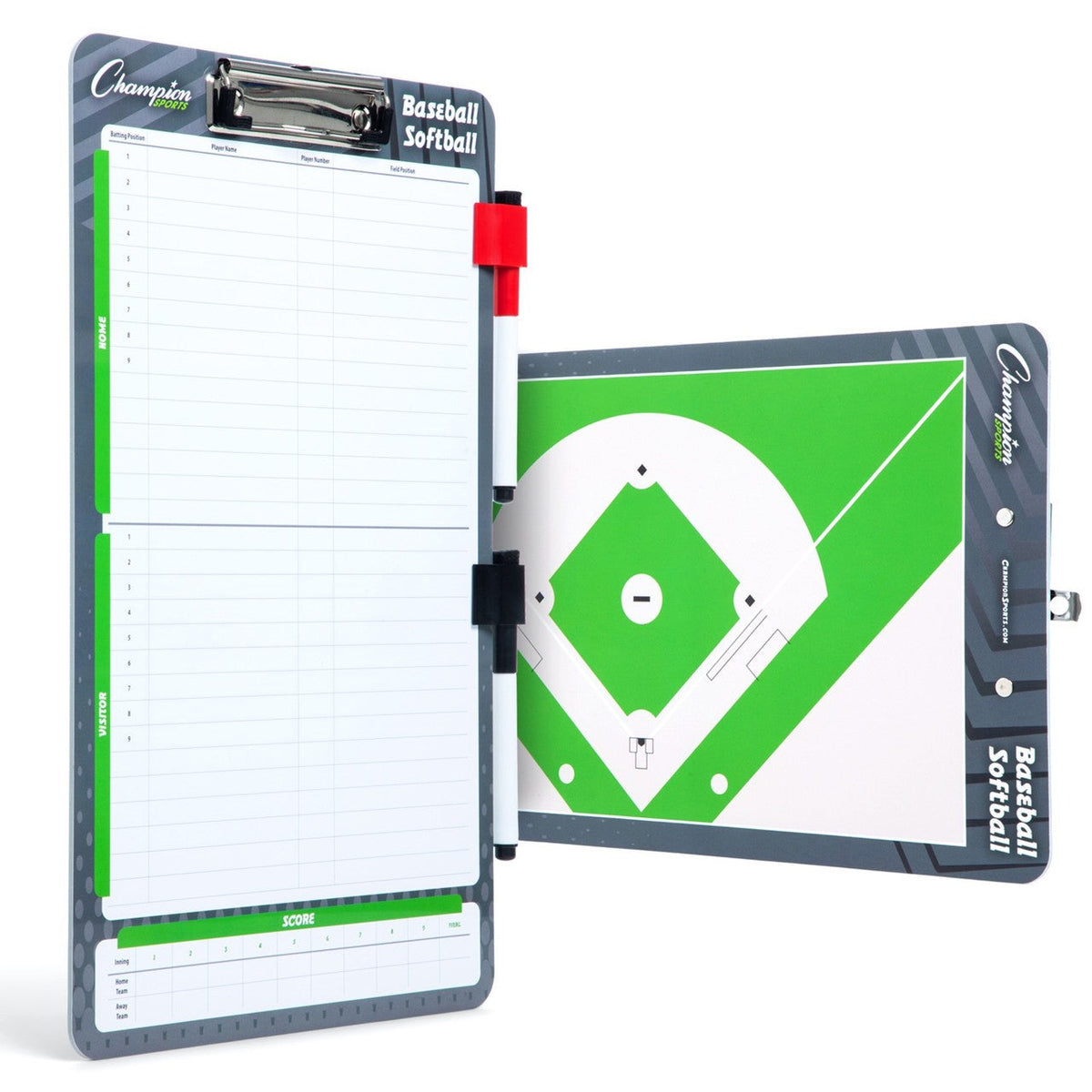 Champion Sports BSBOARD Baseball & Softball Coaches Board – 10" x 16" Double-Sided Dry-Erase Coaching Clipboard product