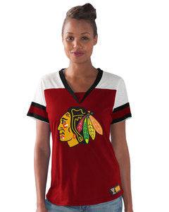 Chicago Blackhawks G-III 4Her by Carl Banks Red 5 On 5 T-Shirt for Women product image 1, provided for visual reference and