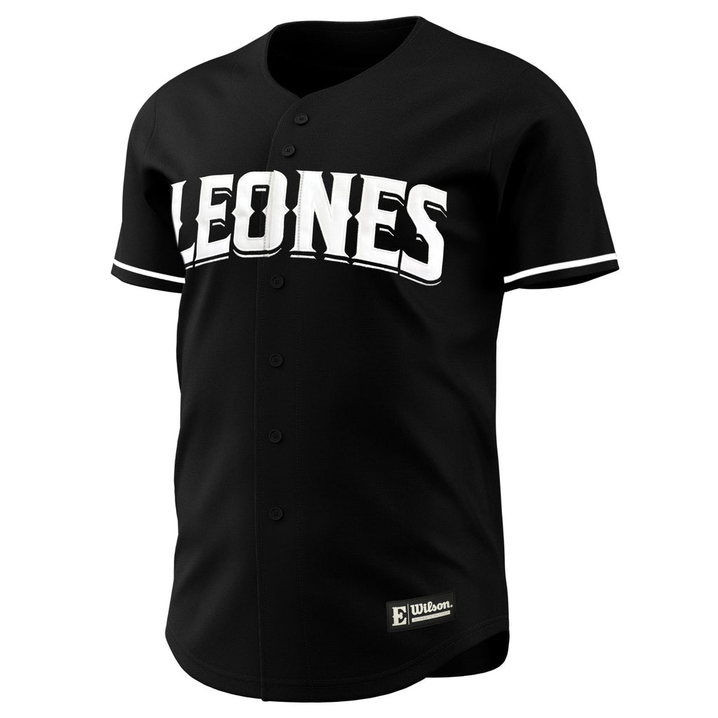 Leones del Escogido Jersey | Wilson Black Button-Up | LIDOM Baseball product image 1, provided for visual reference and