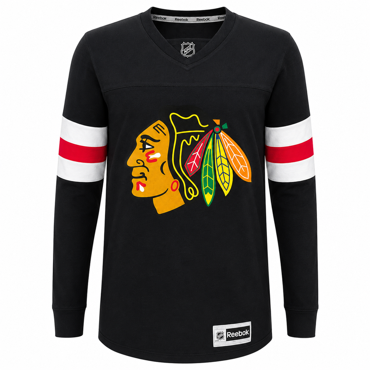Youth Chicago Blackhawks Long Sleeve Jersey T-Shirt By Reebok product image 1, provided for visual reference and product