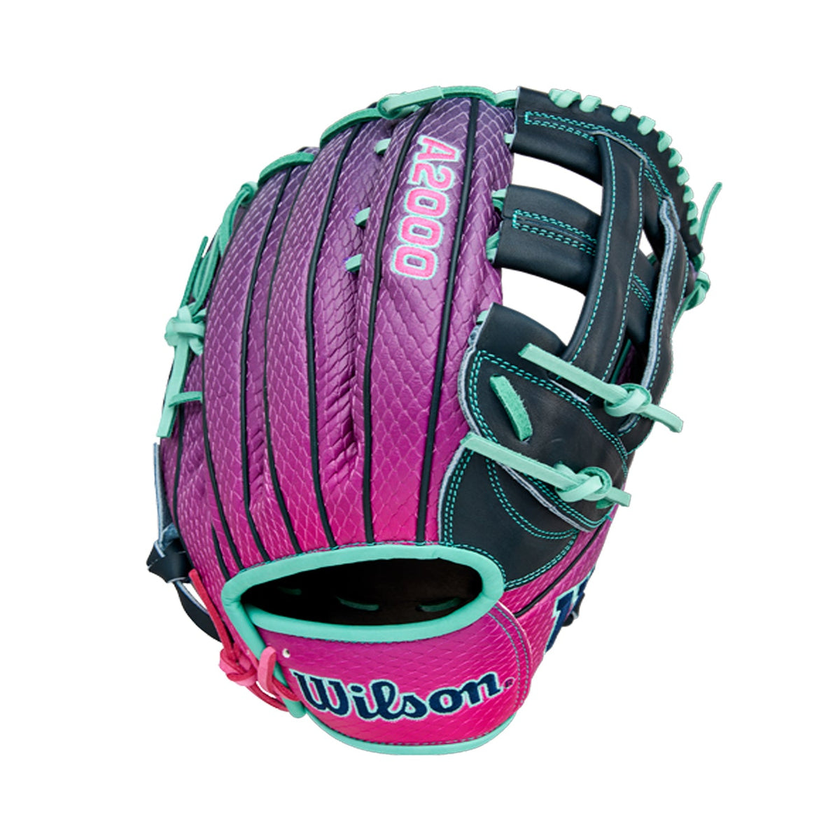 Wilson 2025 OMAHA A2000 1750 Grape Flamingo 12.5" Outfield Glove product image 1, provided for visual reference and product