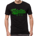 Estrellas Orientales black letter-green-border T-Shirts product image 1, provided for visual reference and product detail