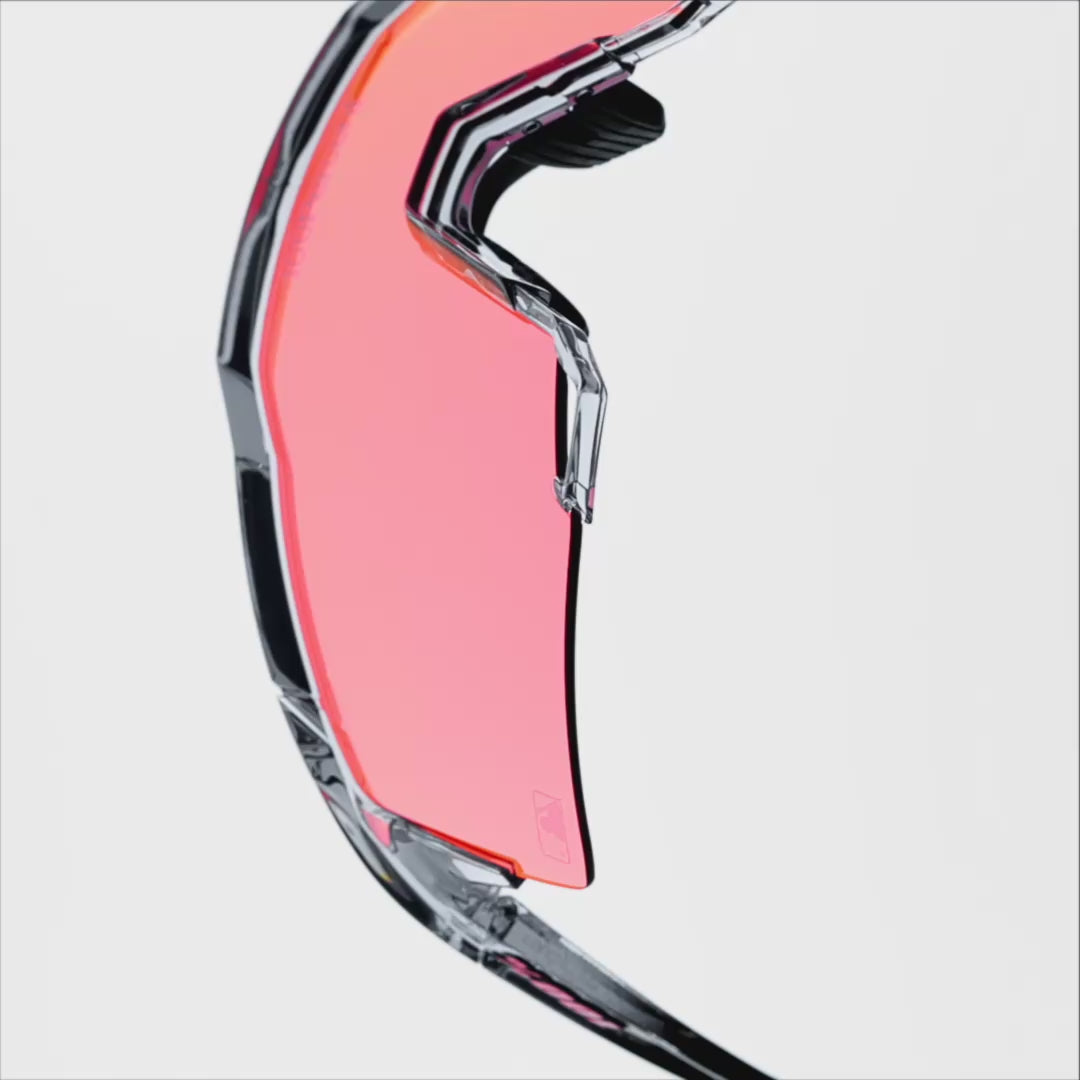 100% SPEEDCRAFT MLB Authentic Sunglasses – Polished Translucent Grey Frame with HiPER® Fire Red Mirror Lens | Performance