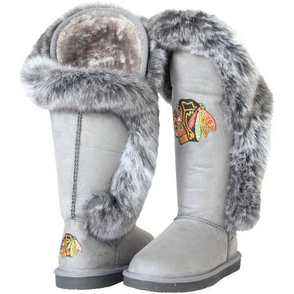 Chicago Blackhawks Gray Cuce Winners Boots for Women product image 1, provided for visual reference and product detail review