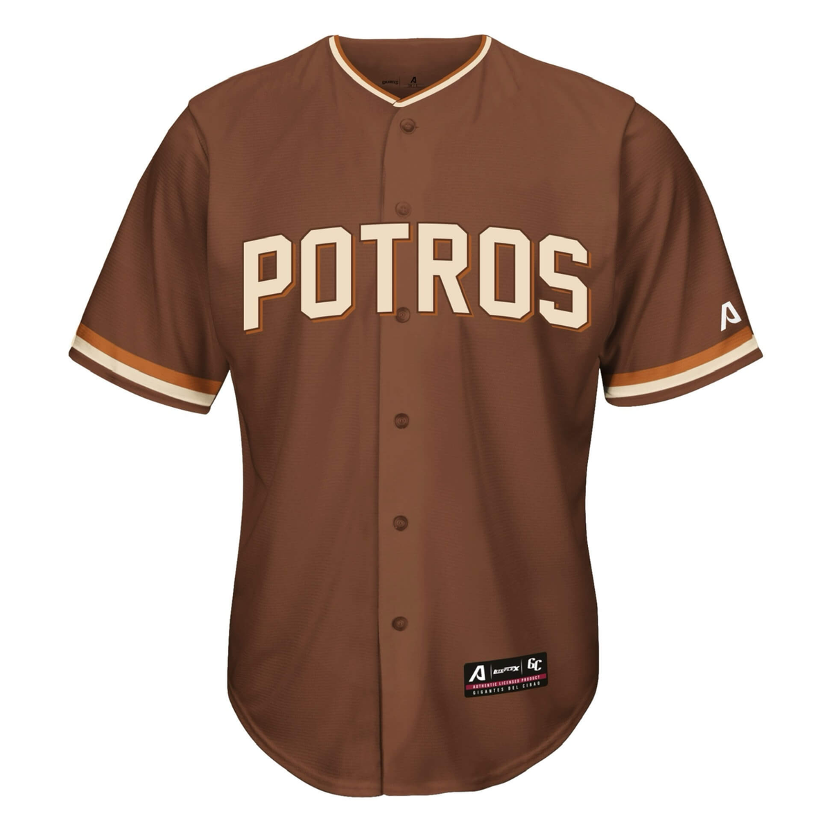 2024-2025 OFFICIAL Gigantes del Cibao Full Button Jersey - Brown product image 1, provided for visual reference and product