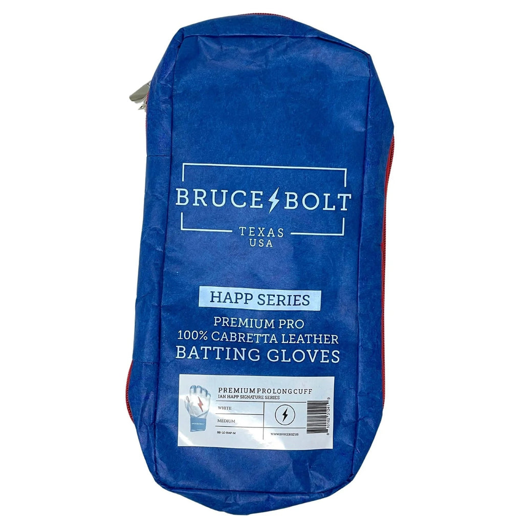 PREMIUM PRO HAPP Series Long Cuff Batting Gloves White C.Blue product image 3, provided for visual reference and product