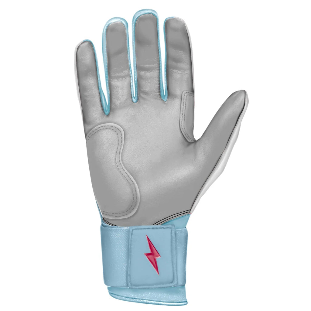 PREMIUM PRO HAPP Series Long Cuff Batting Gloves White C.Blue product image 2, provided for visual reference and product