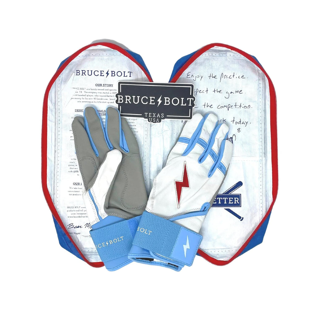 PREMIUM PRO HAPP Series Long Cuff Batting Gloves White C.Blue product image 4, provided for visual reference and product