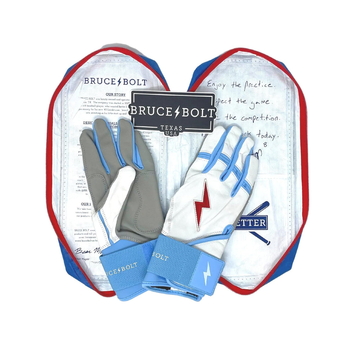 PREMIUM PRO HAPP Series Long Cuff Batting Gloves White C.Blue product image 4, provided for visual reference and product