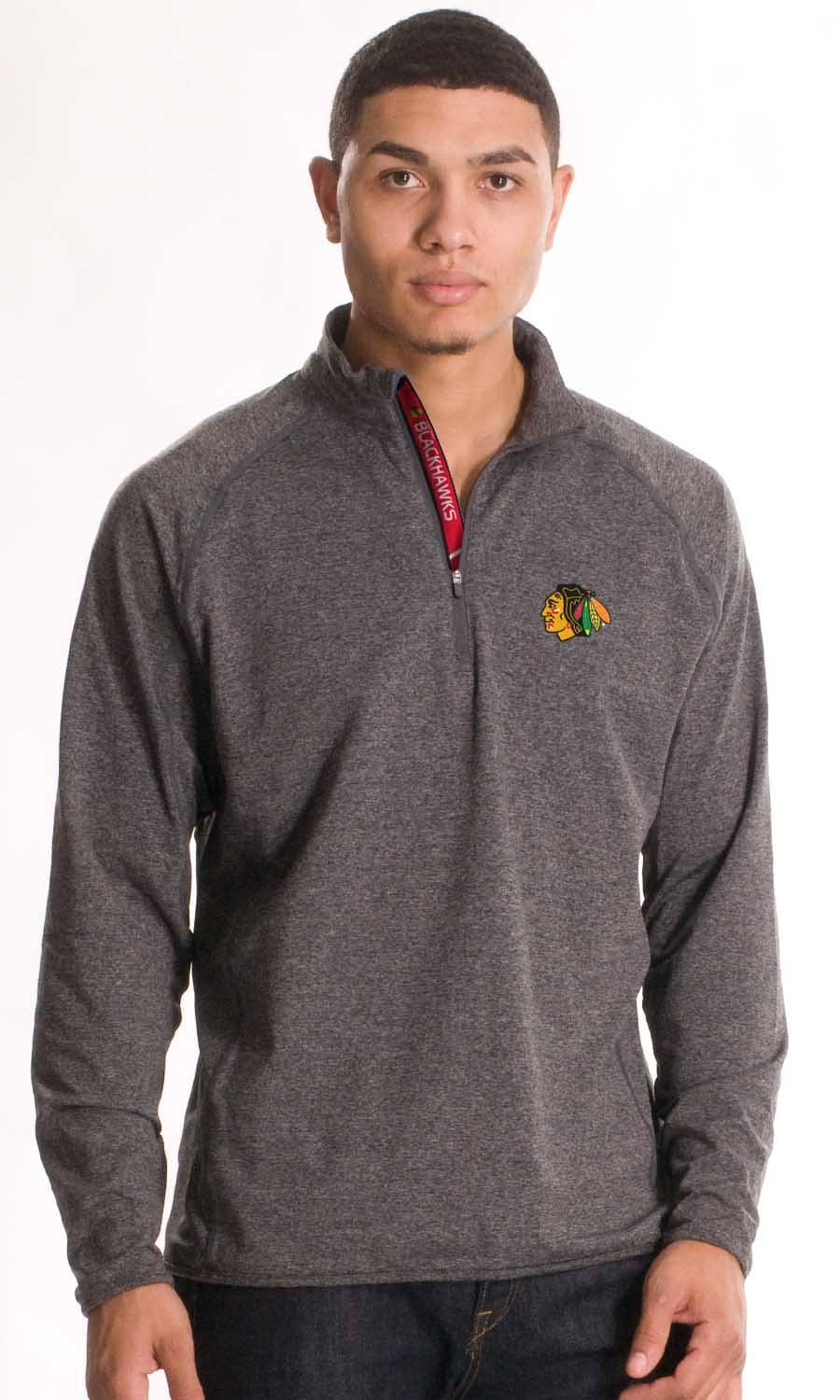 Levelwear Chicago Blackhawks Metro Quarter Zip Pullover Jacket - Gray product image 1, provided for visual reference and