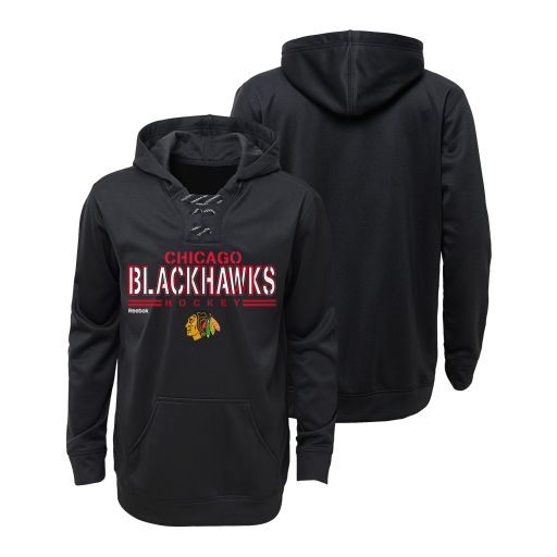 Youth Chicago Blackhawks SMU Performance Hockey Hoodie By Reebok product image 1, provided for visual reference and product