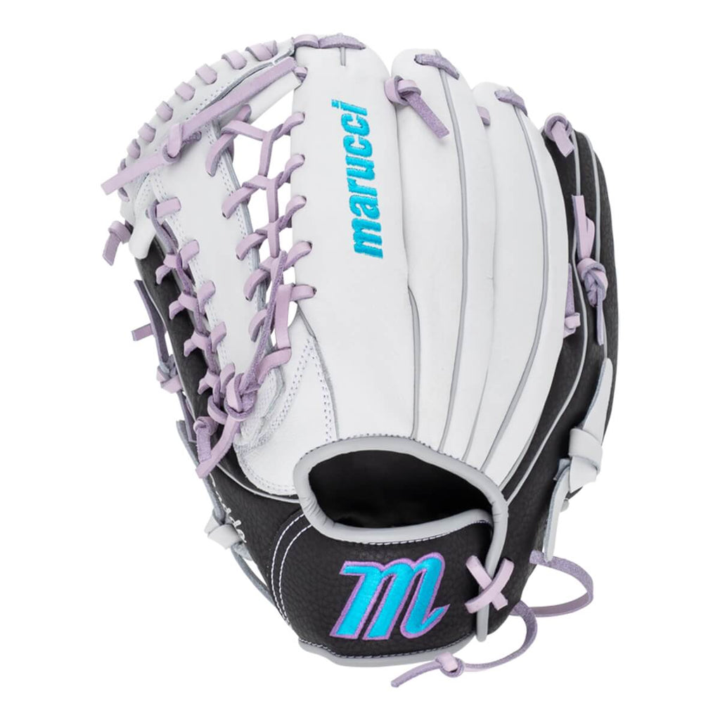 Marucci Caddo FP Fastpitch Youth Glove | Basket Web | Lavender/White/Black | Full-Grain Leather product image 3, provided