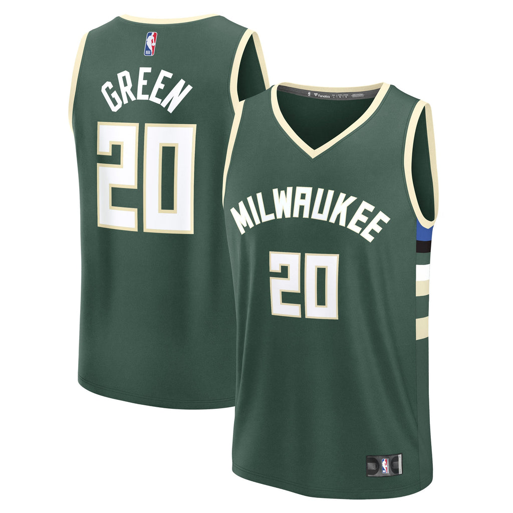 Milwaukee Bucks A.J. Green Fanatics Hunter Green Fast Break Replica Player Jersey - Icon Edition for Men product image 2,