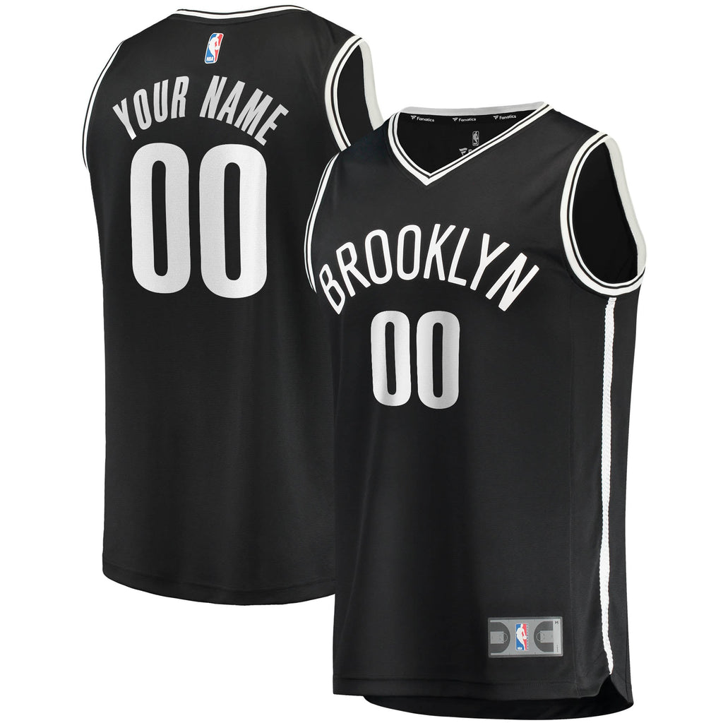 Brooklyn Nets Fanatics Black Fast Break Custom Replica Jersey - Icon Edition for Men product image 2, provided for visual