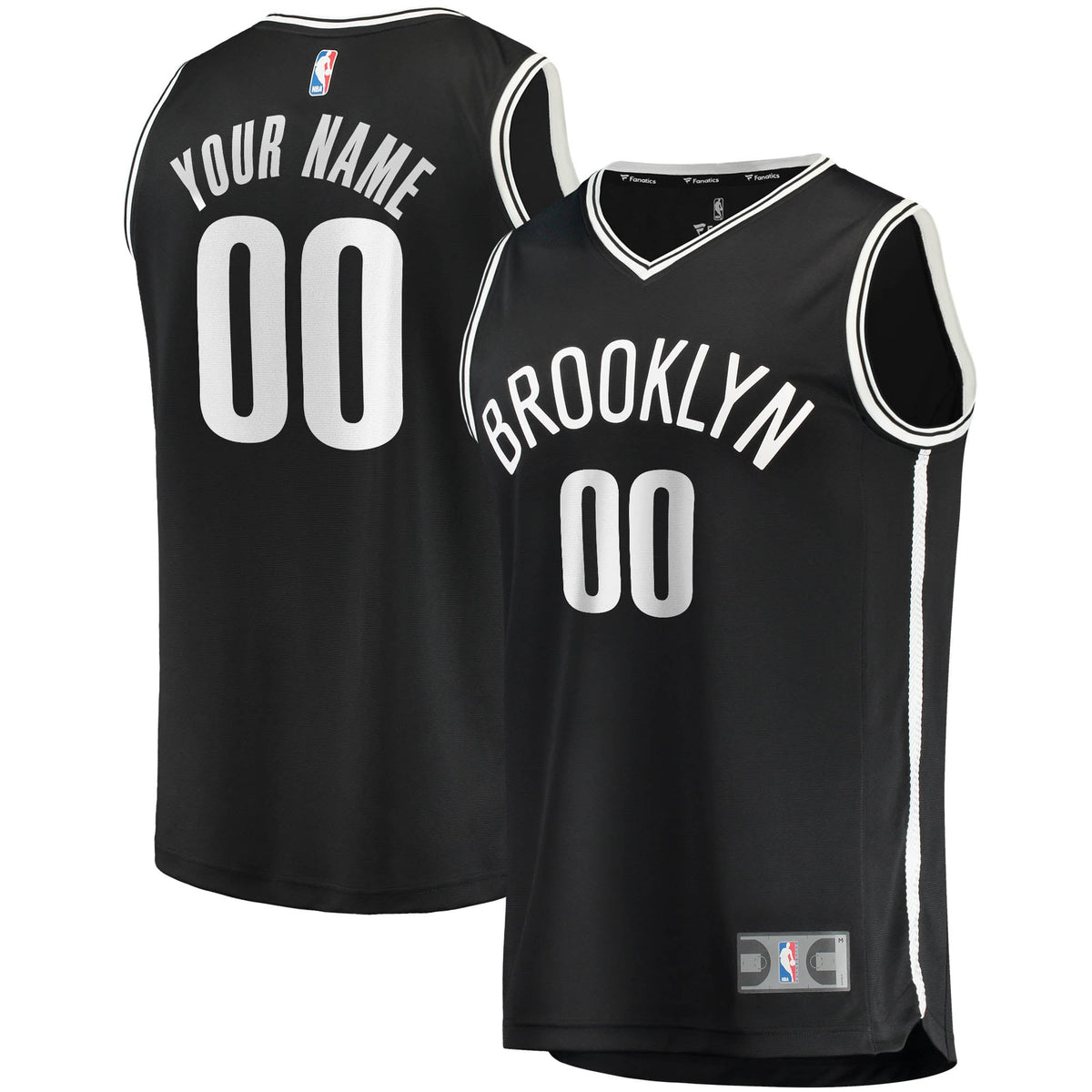 Brooklyn Nets Fanatics Black Fast Break Custom Replica Jersey - Icon Edition for Men product image 2, provided for visual
