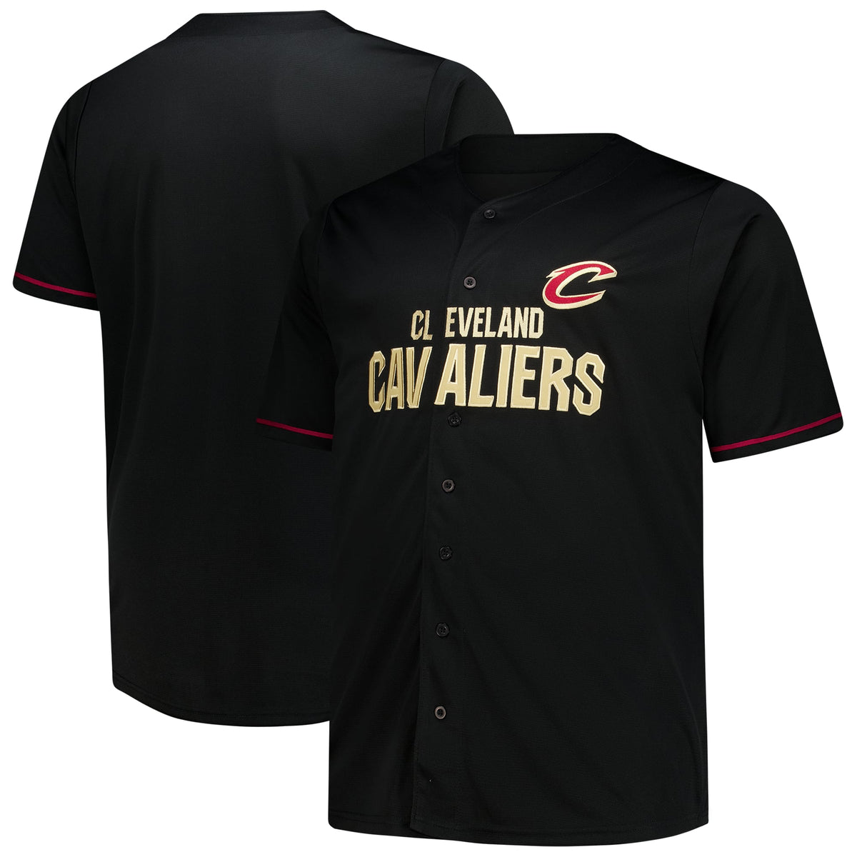 Cleveland Cavaliers Fanatics Black Big & Tall Pop Full-Button Jersey for Men product image 2, provided for visual reference