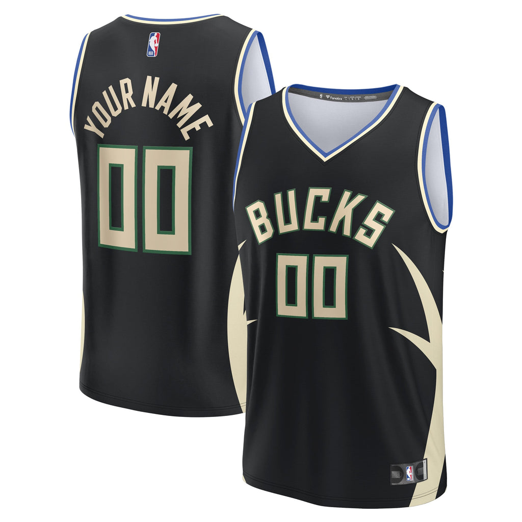 Milwaukee Bucks Fanatics Black Custom Fast Break Jersey - Statement Edition for Men product image 1, provided for visual
