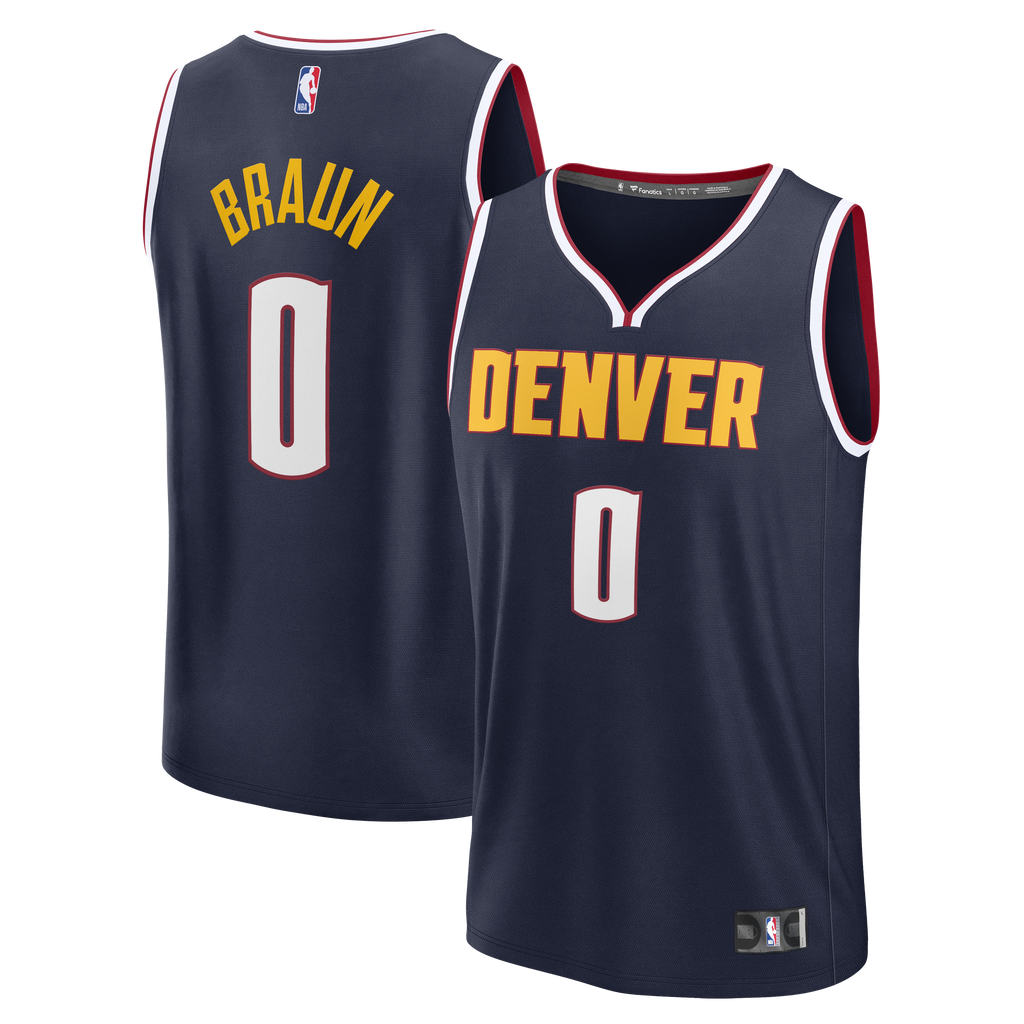 Denver Nuggets Christian Braun Fanatics Navy Fast Break Replica Jersey - Icon Edition for Men product image 2, provided for