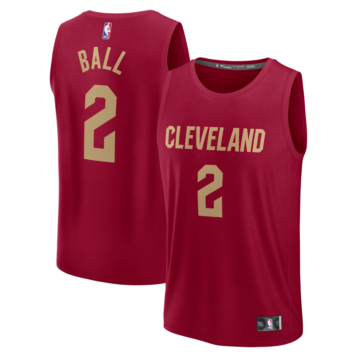 Cleveland Cavaliers Lonzo Ball Fanatics Wine Fast Break Replica Jersey - Icon Edition for Men product image 1, provided for