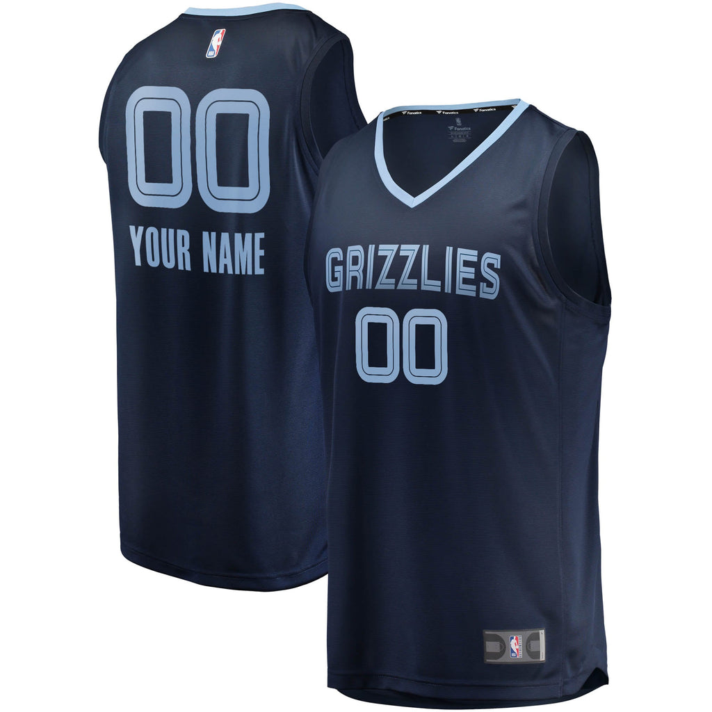 Memphis Grizzlies Fanatics Navy Fast Break Custom Replica Jersey - Icon Edition for Men product image 2, provided for visual